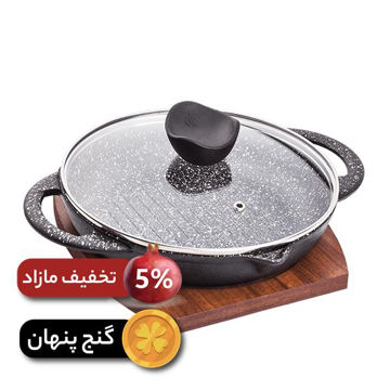 تابه ووک گریل چدن سایز 24 مدل Teyam (با درب شیشه)	